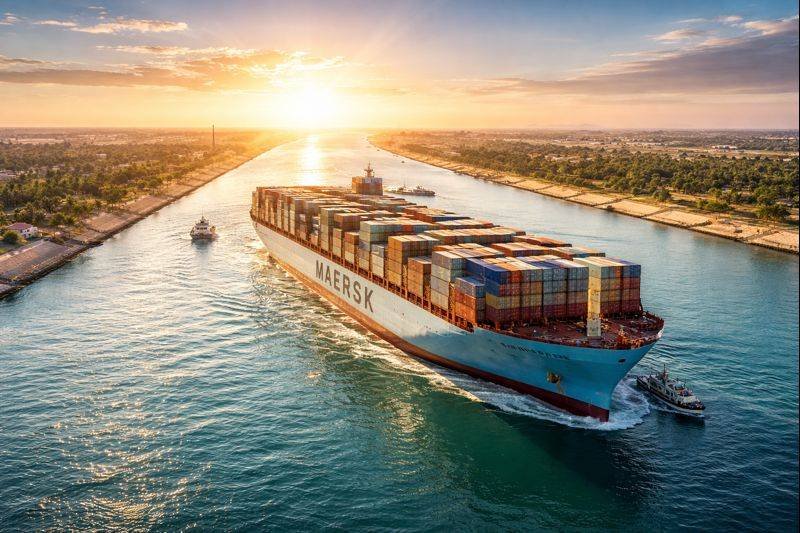 ميرسك تعلن استئناف رحلاتها عبر قناة السويس بين الشرق الأوسط والهند والساحل الشرقي للولايات المتحد