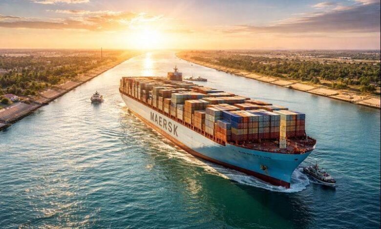 ميرسك تعلن استئناف رحلاتها عبر قناة السويس بين الشرق الأوسط والهند والساحل الشرقي للولايات المتحد